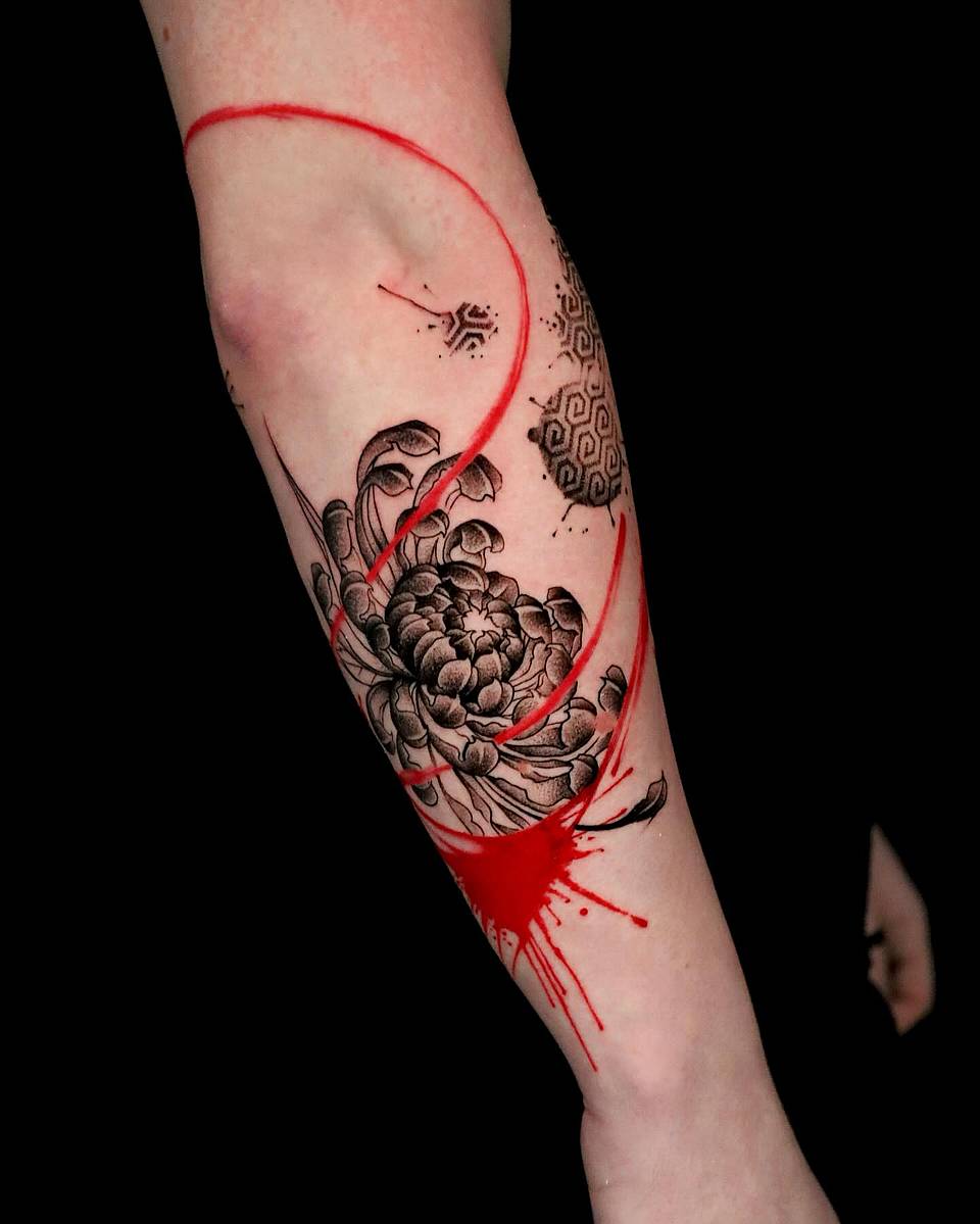 Red Brushstroke Chrysanthemum