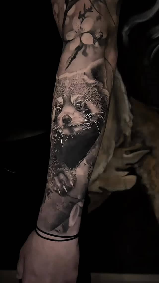 Red Panda and Blossom Forearm Sleeve