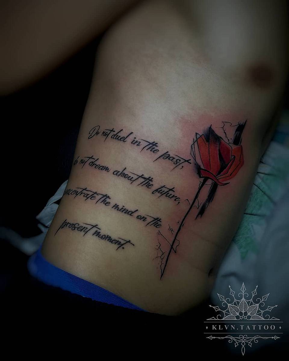 Red Sketch Rose with Inspirational Quote