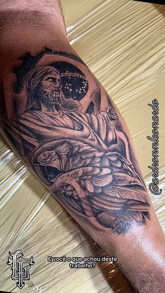 Redeemer-Inspired Portrait with Brazilian Emblem