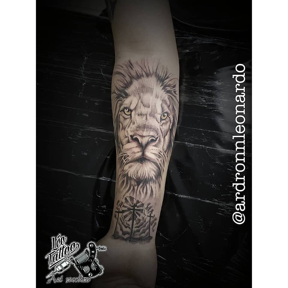 Regal Lion Portrait with Compass