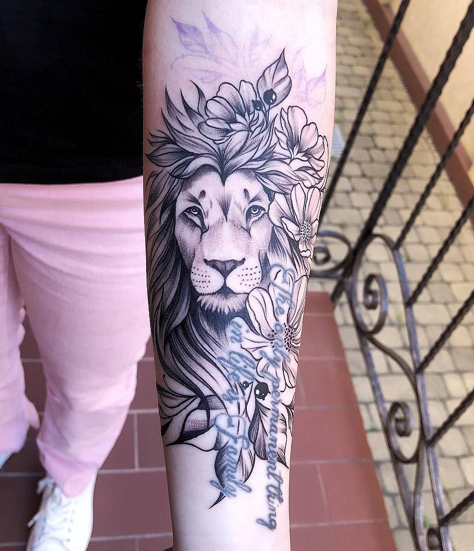 Regal Lion with Floral Crown