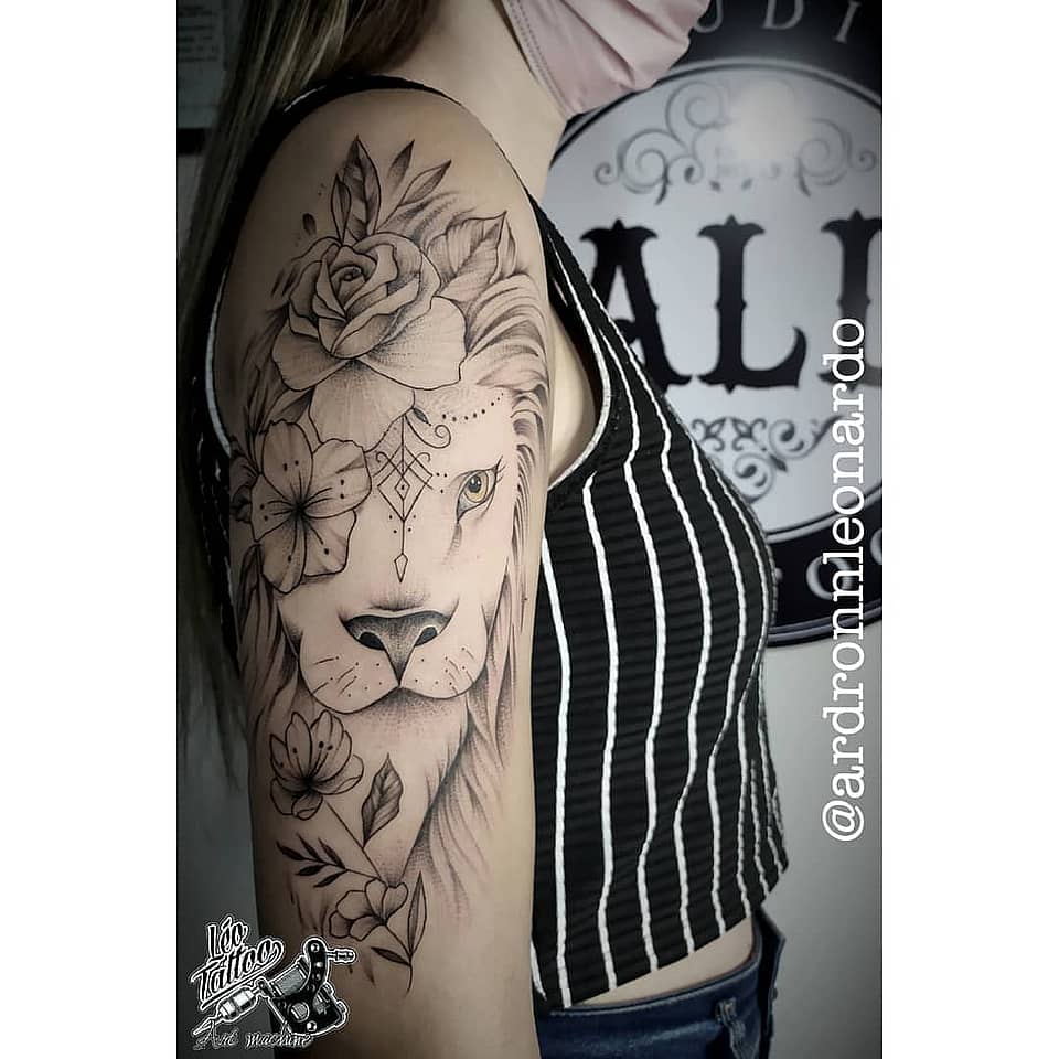 Regal Lion with Floral Ornament