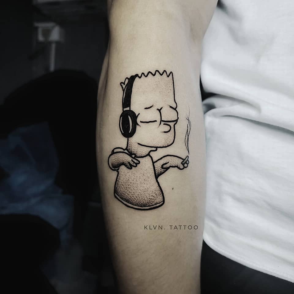Relaxed Bart Simpson with Headphones