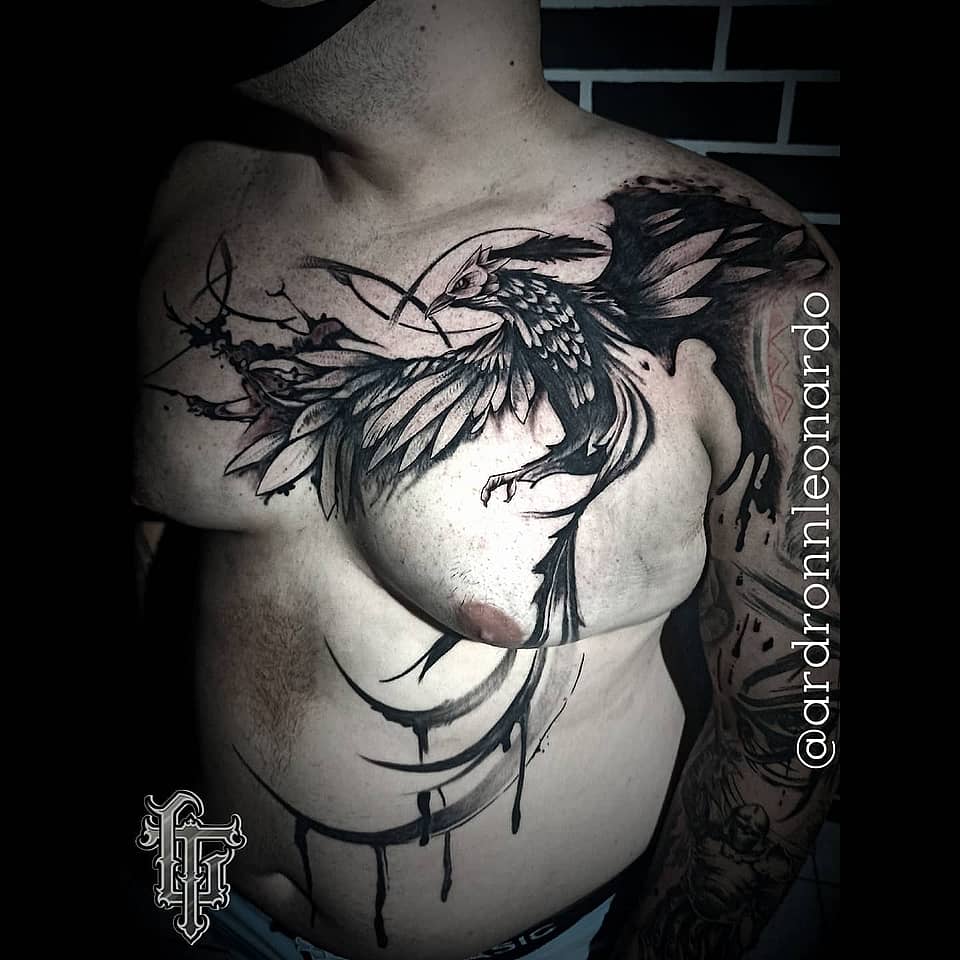 Rising Ink-Drip Phoenix