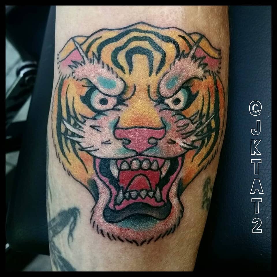 Roaring Neo-Traditional Tiger