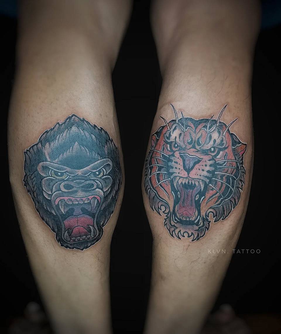 Roaring Tiger & Gorilla Pair