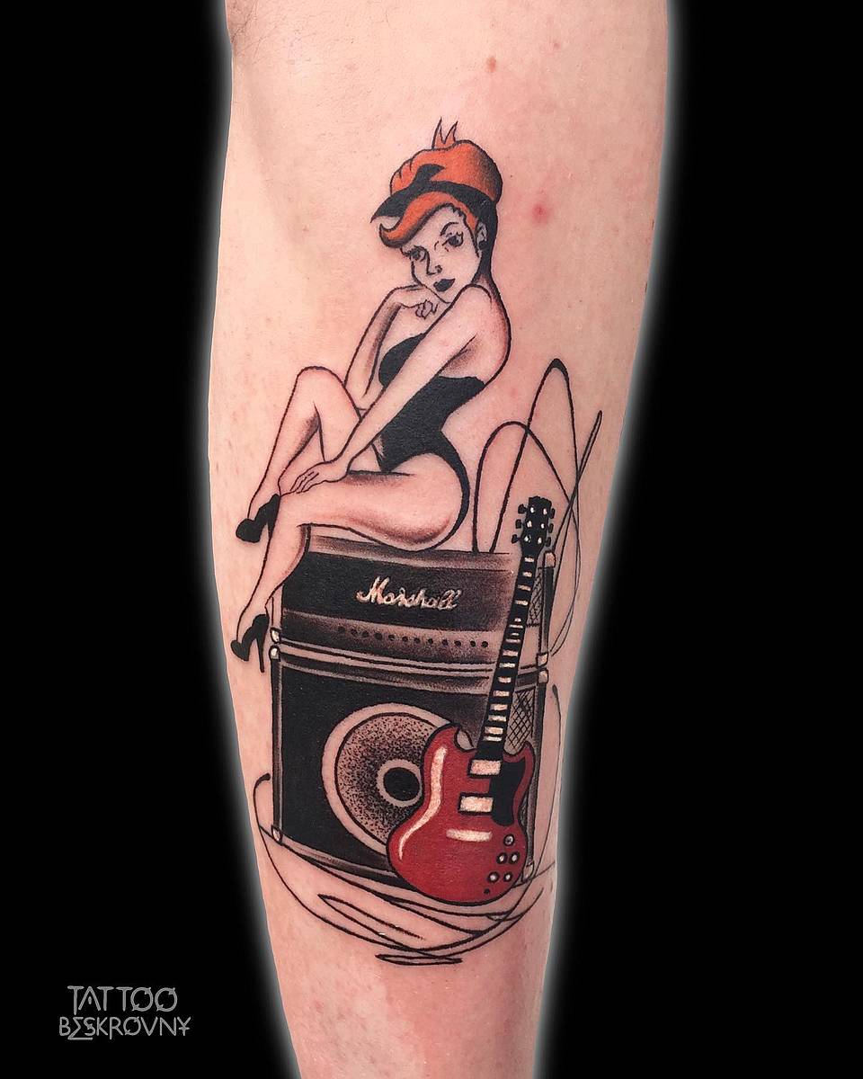 Rock Pin-Up on Marshall Amp
