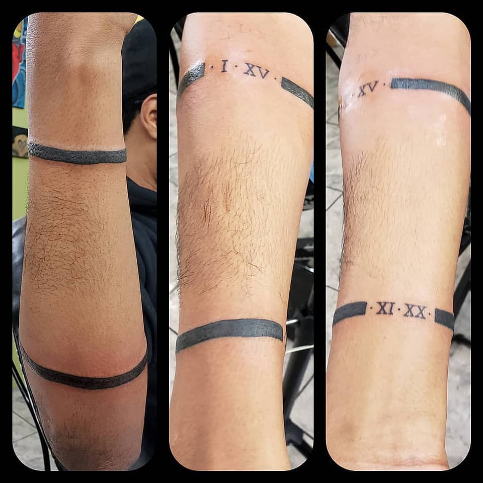 Roman Numeral Blackwork Armband