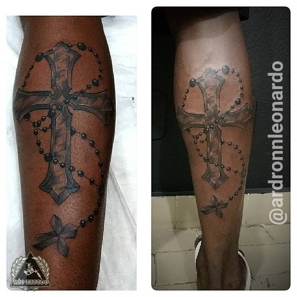 Rosary-Wrapped Cross