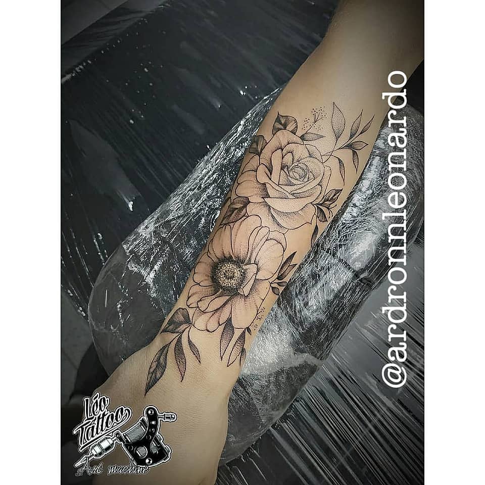 Rose and Anemone Forearm Bouquet