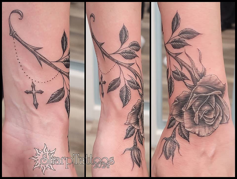 Rose and Cross Wrist Wrap