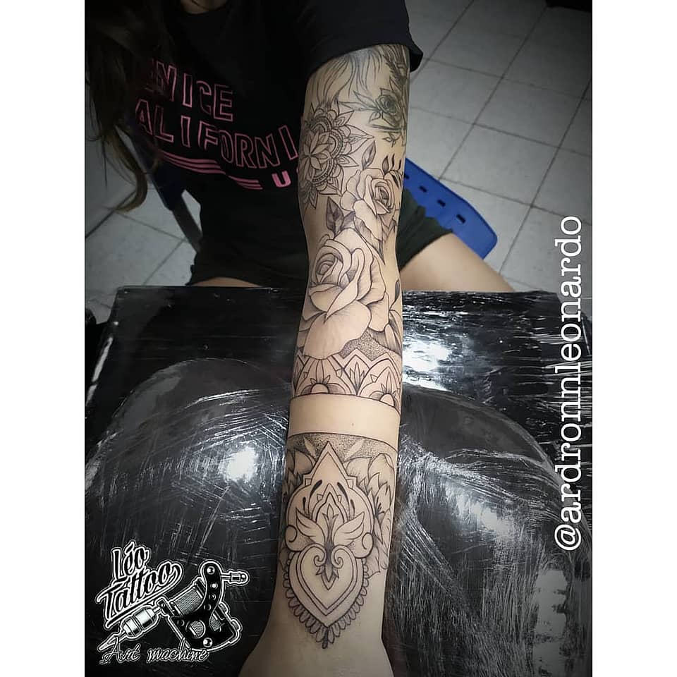 Rose and Mandala Forearm Sleeve
