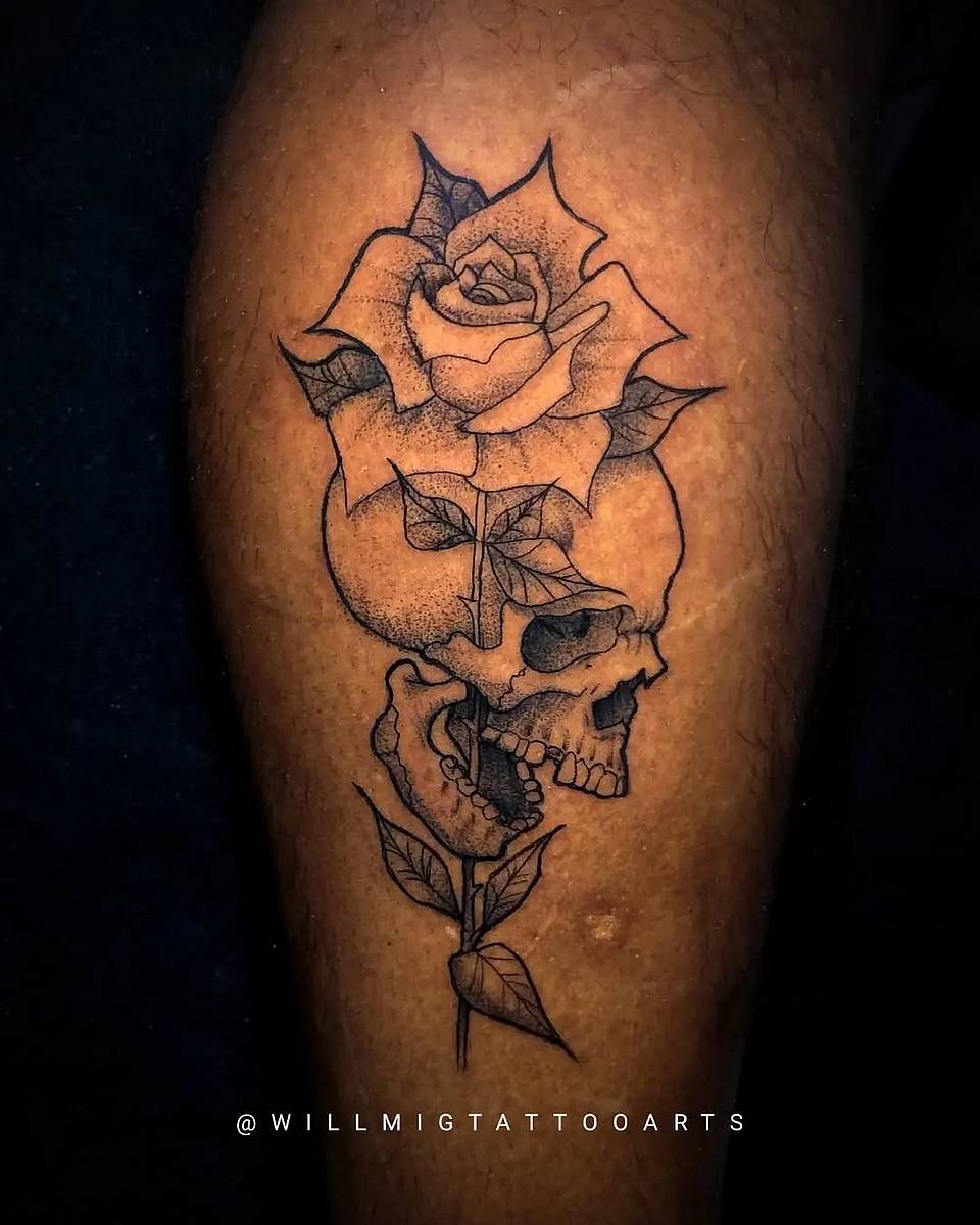Rose and Skull Memento Mori