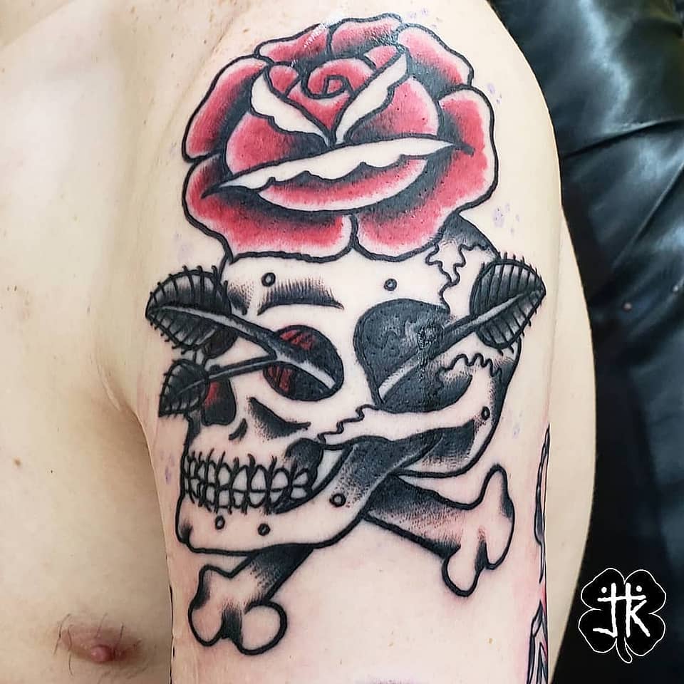 Rose-Crowned Skull and Crossbones