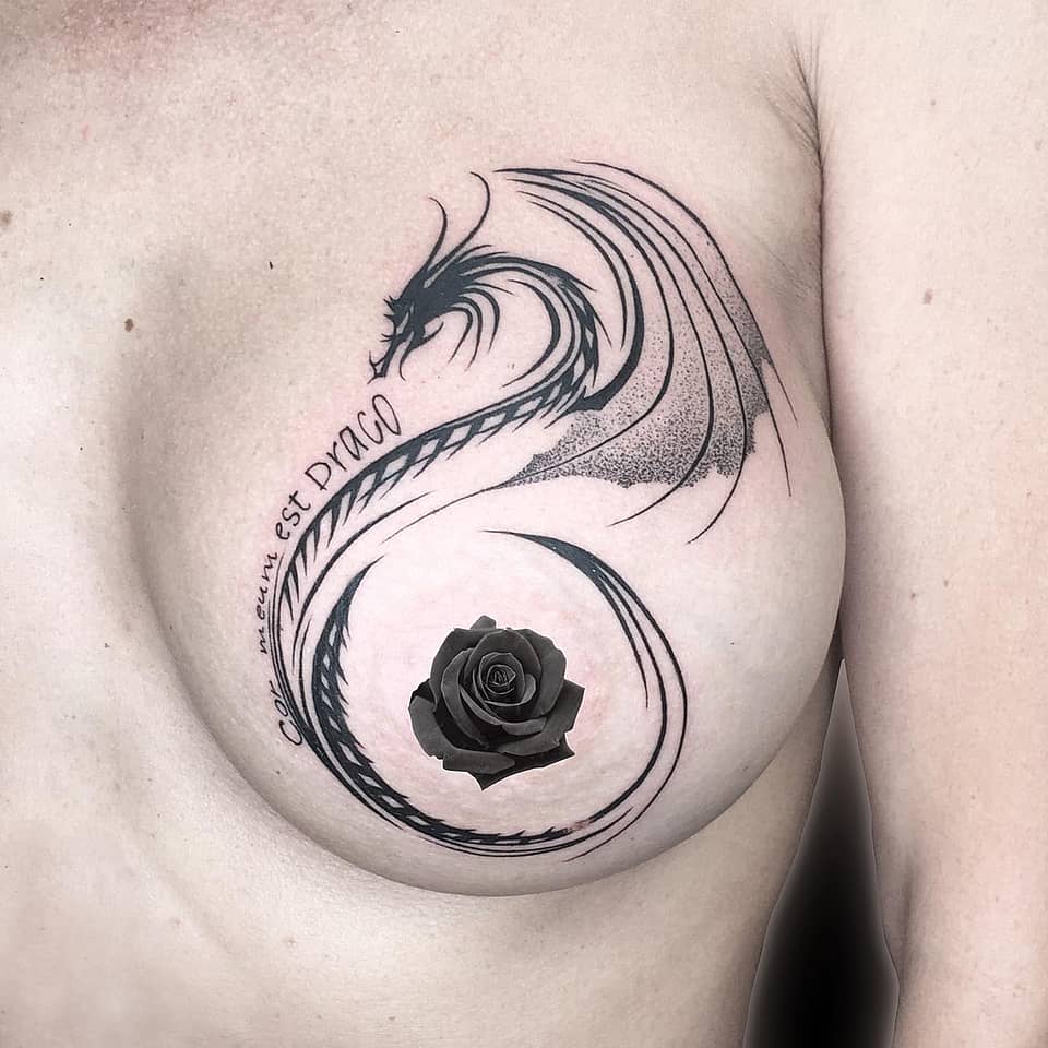 S-curve Dragon with Rose