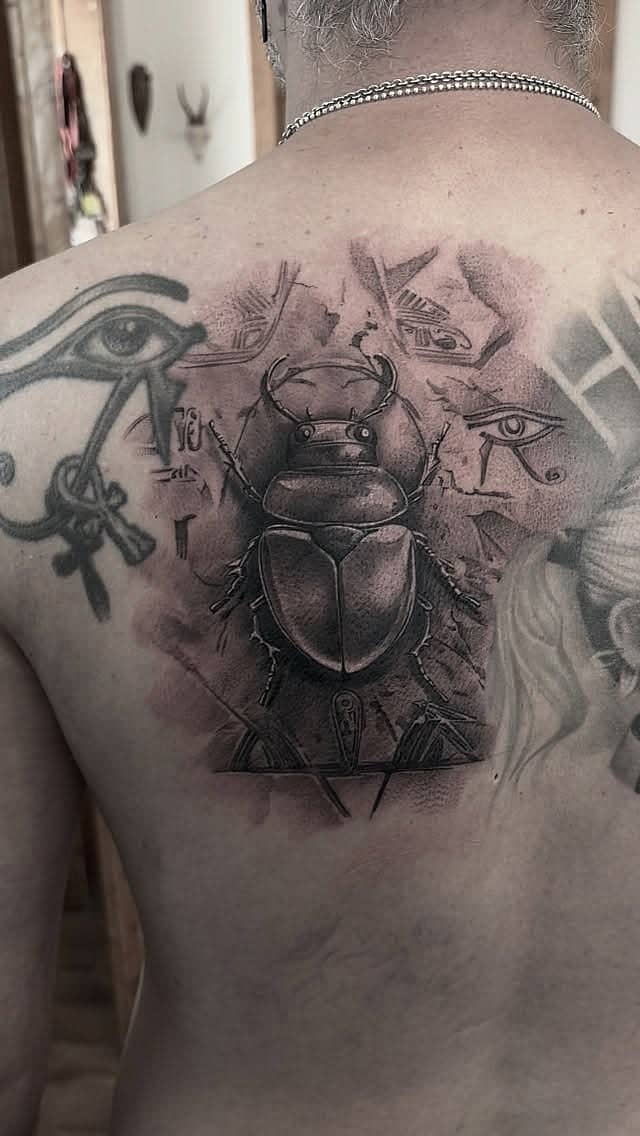 Sacred Scarab with Eyes of Horus