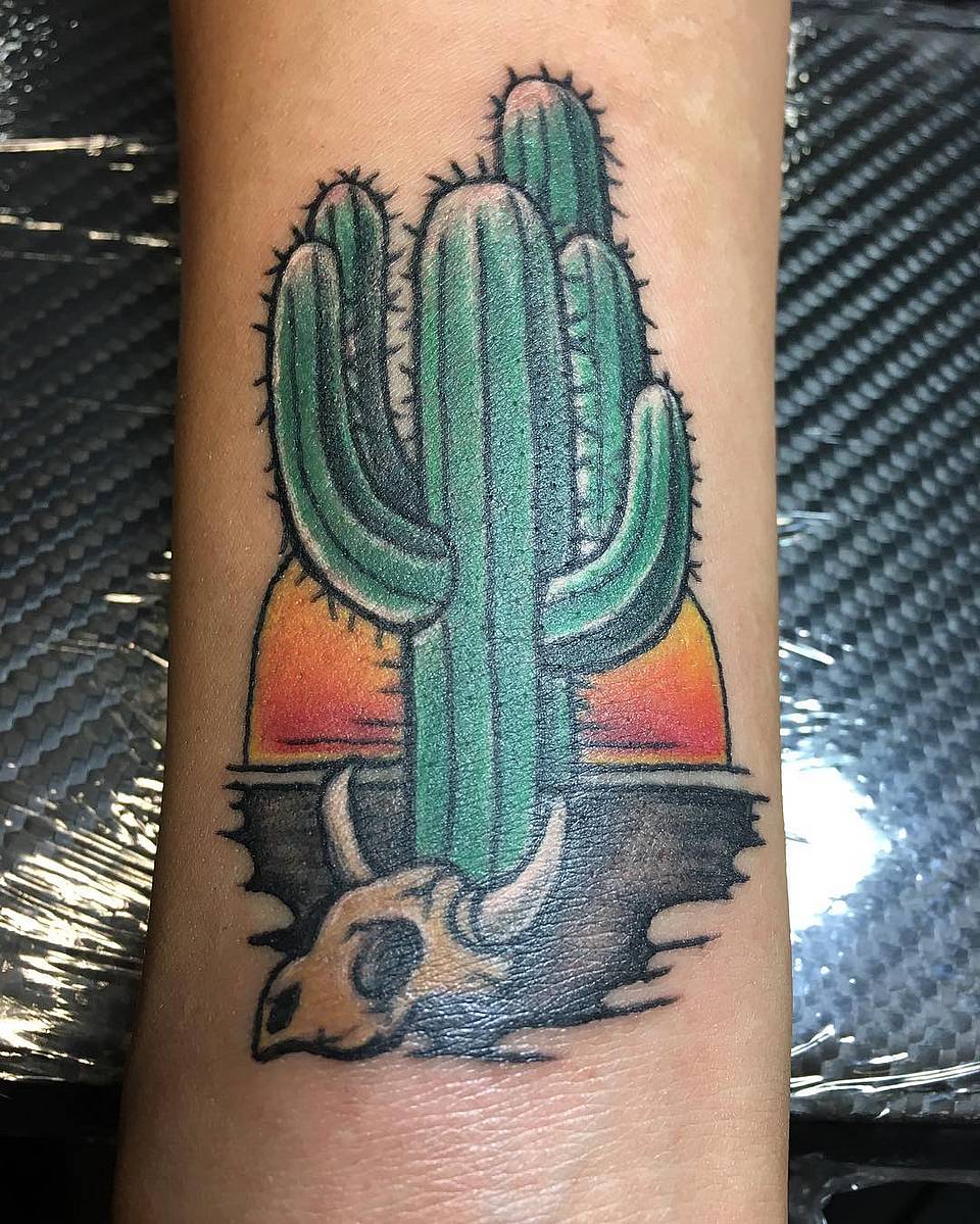Saguaro Sunset and Skull