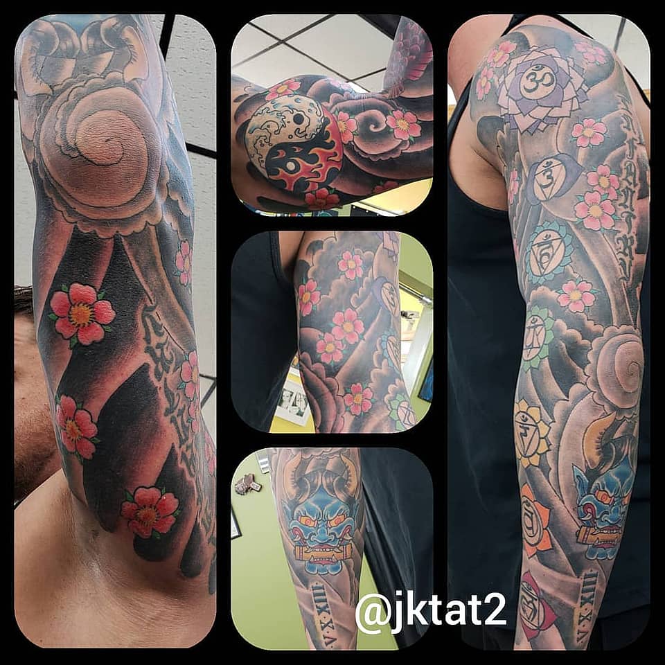 Sakura Storm Oni Sleeve with Chakras