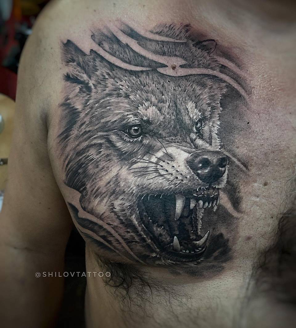 Savage Wolf Chest Portrait