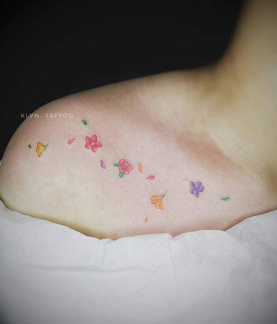 Scattered Pastel Blossoms