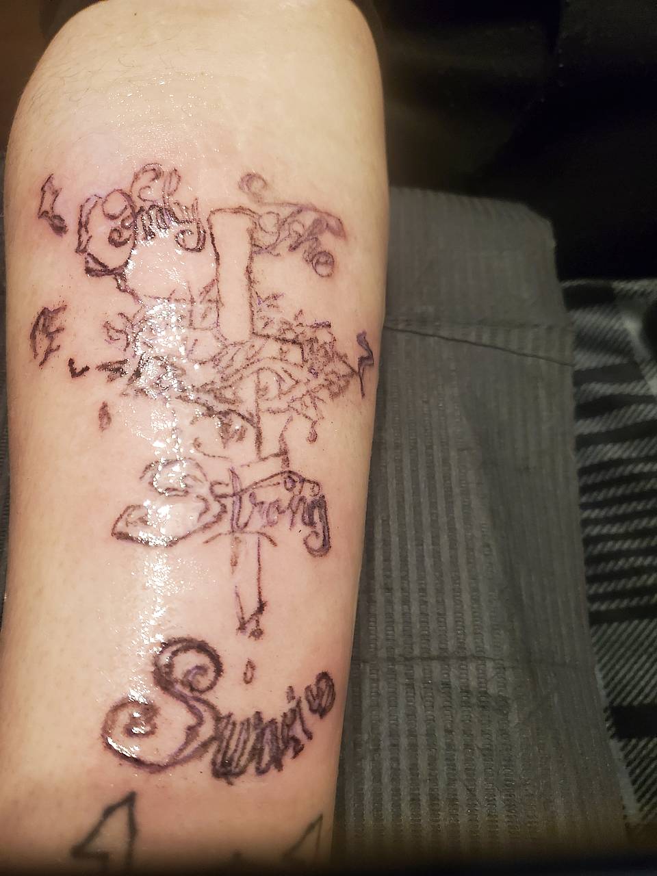 Scripted Cross with Rose