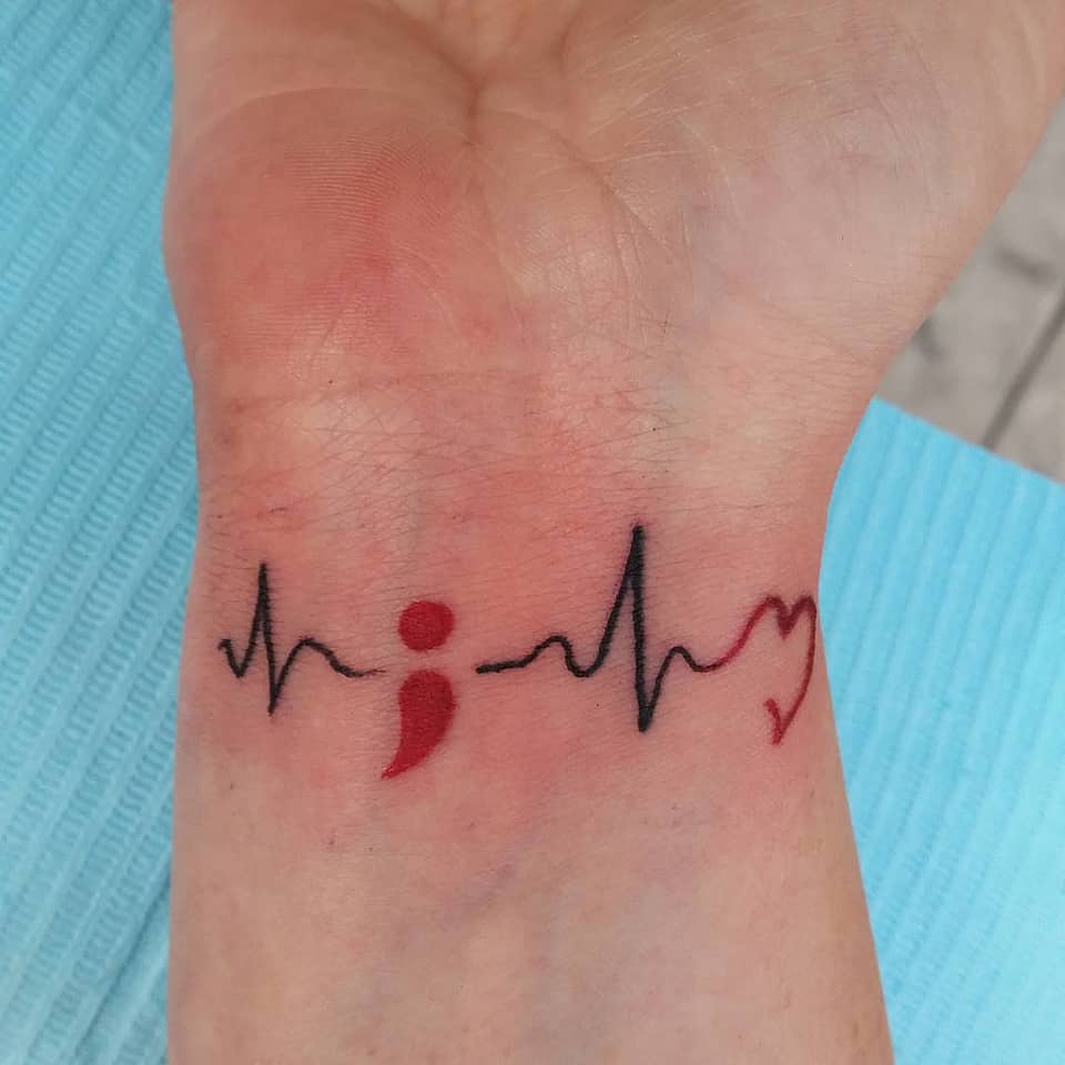 Semicolon Heartbeat Line