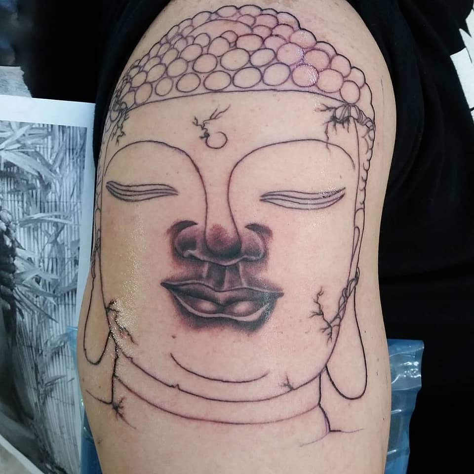 Serene Buddha Linework Portrait