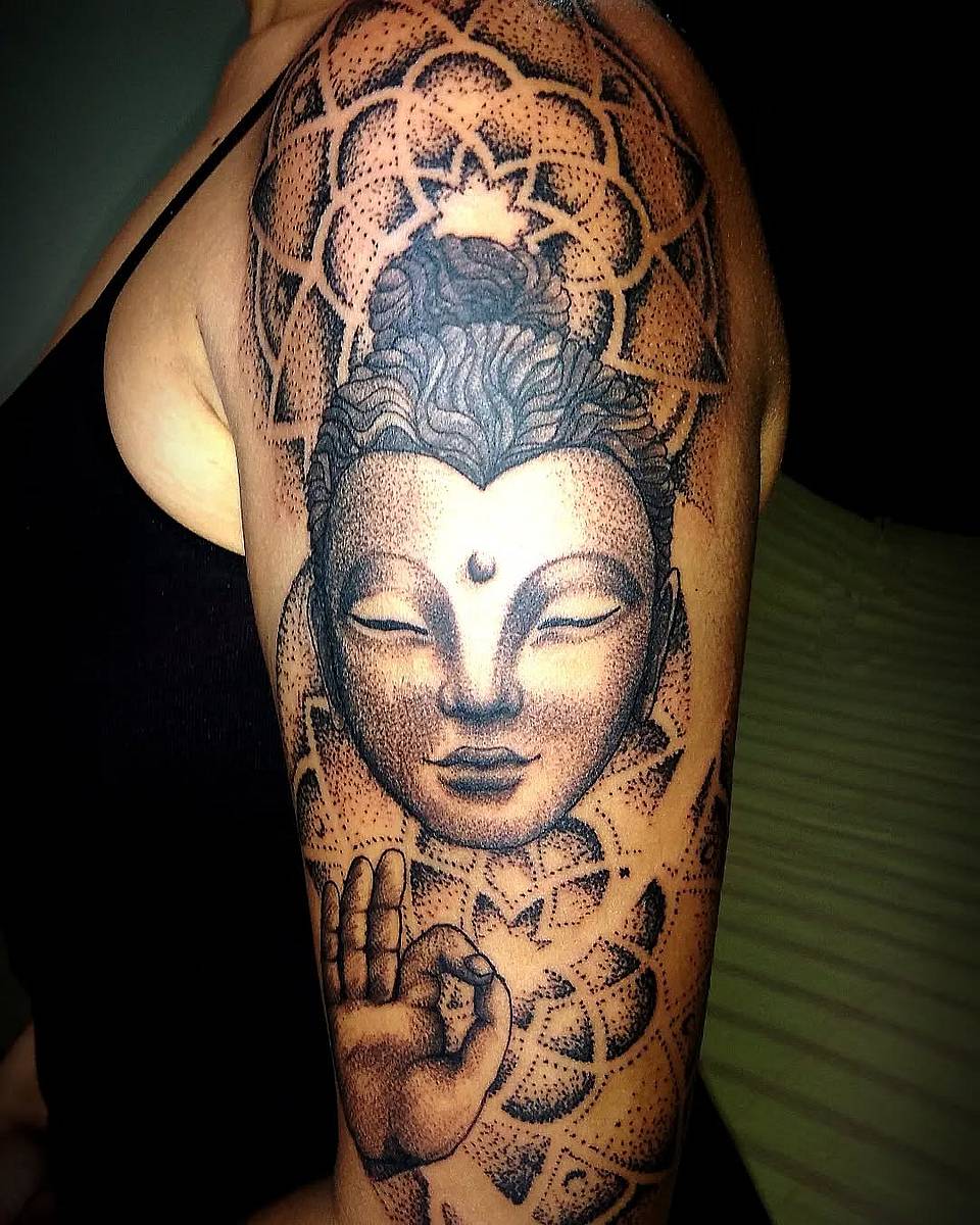Serene Buddha with Mandala and Vitarka Mudra