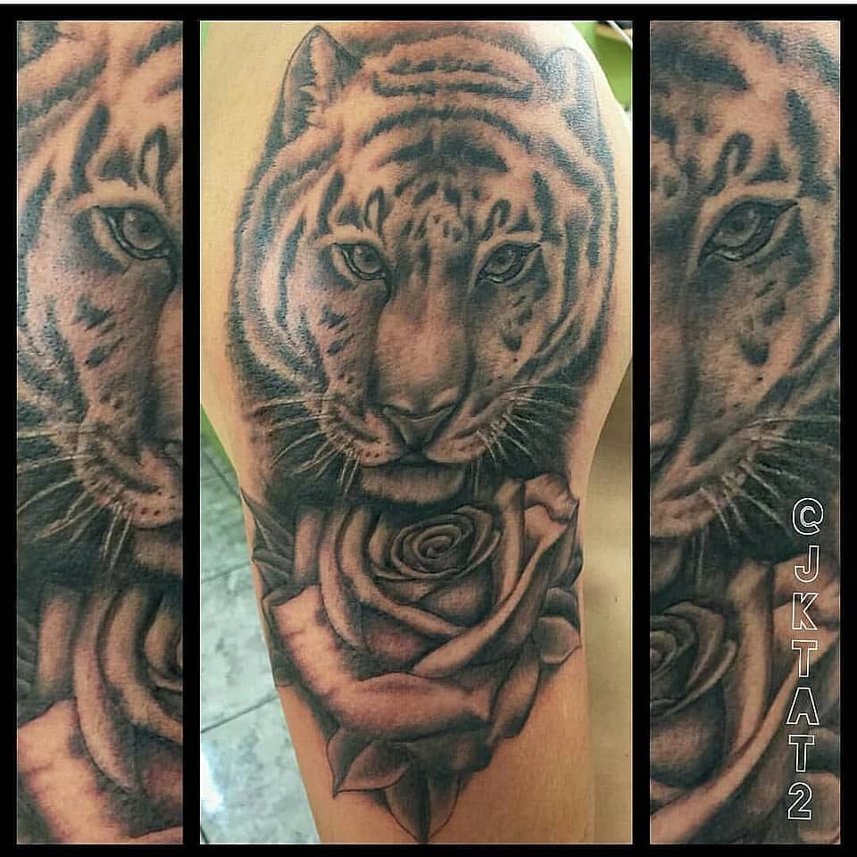 Serene Tiger and Rose