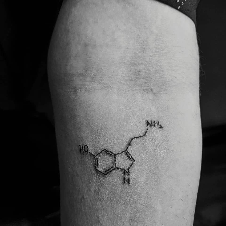 Serotonin Molecule Linework