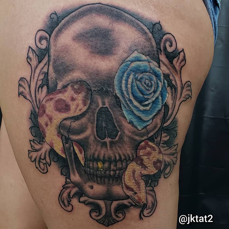 Serpent and Blue Rose Memento Mori