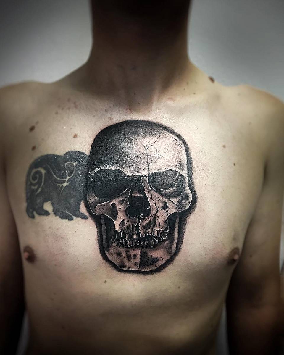 Shadowed Memento Mori Skull
