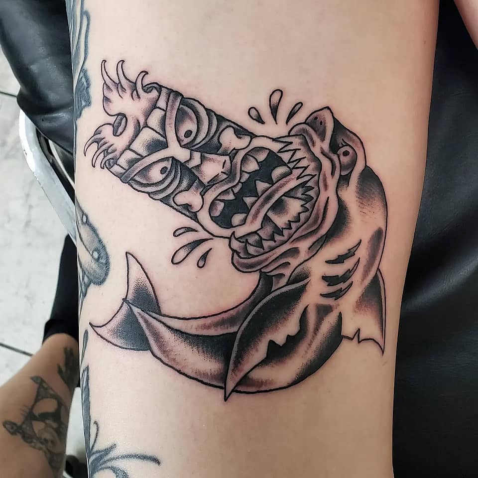 Shark vs Tiki Mask