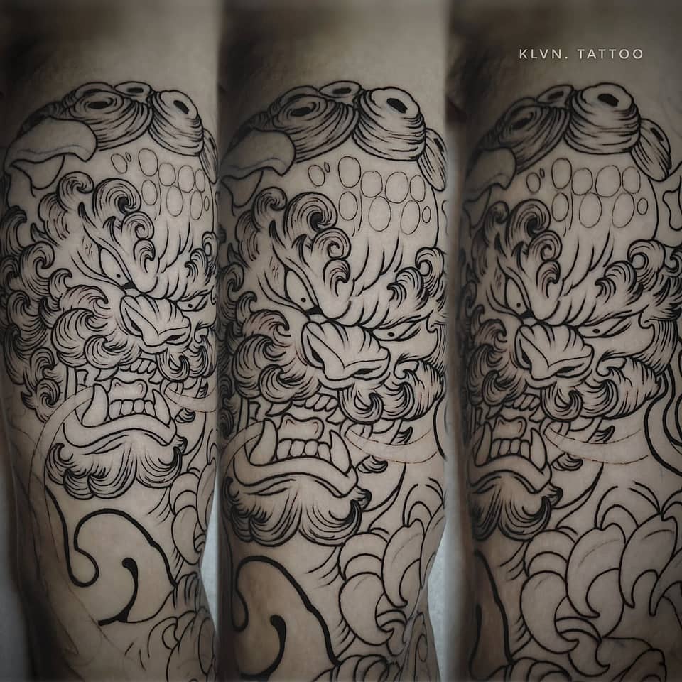 Shishi Guardian Lion Outline