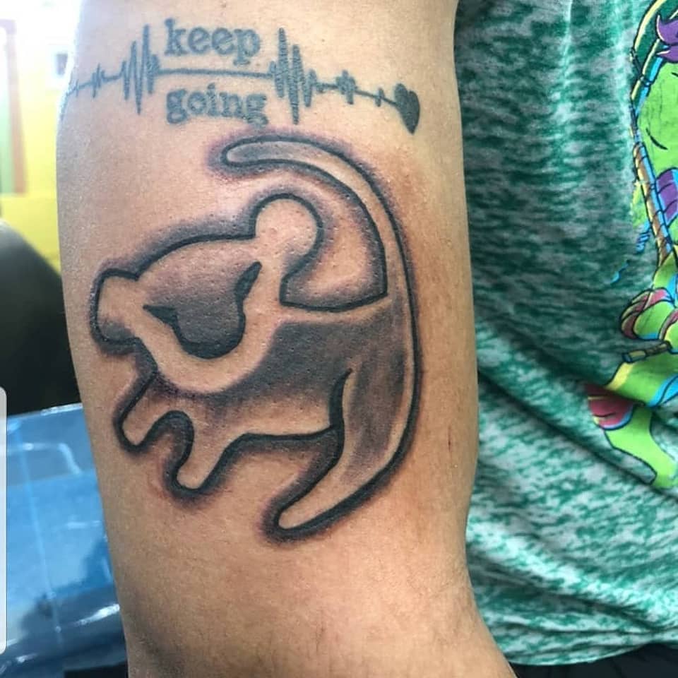 Simba Outline with 'Keep Going' Heartbeat