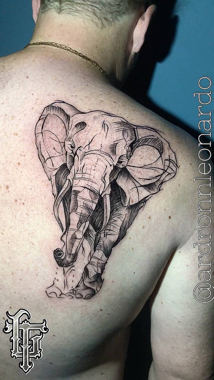 Sketch Linework Elephant