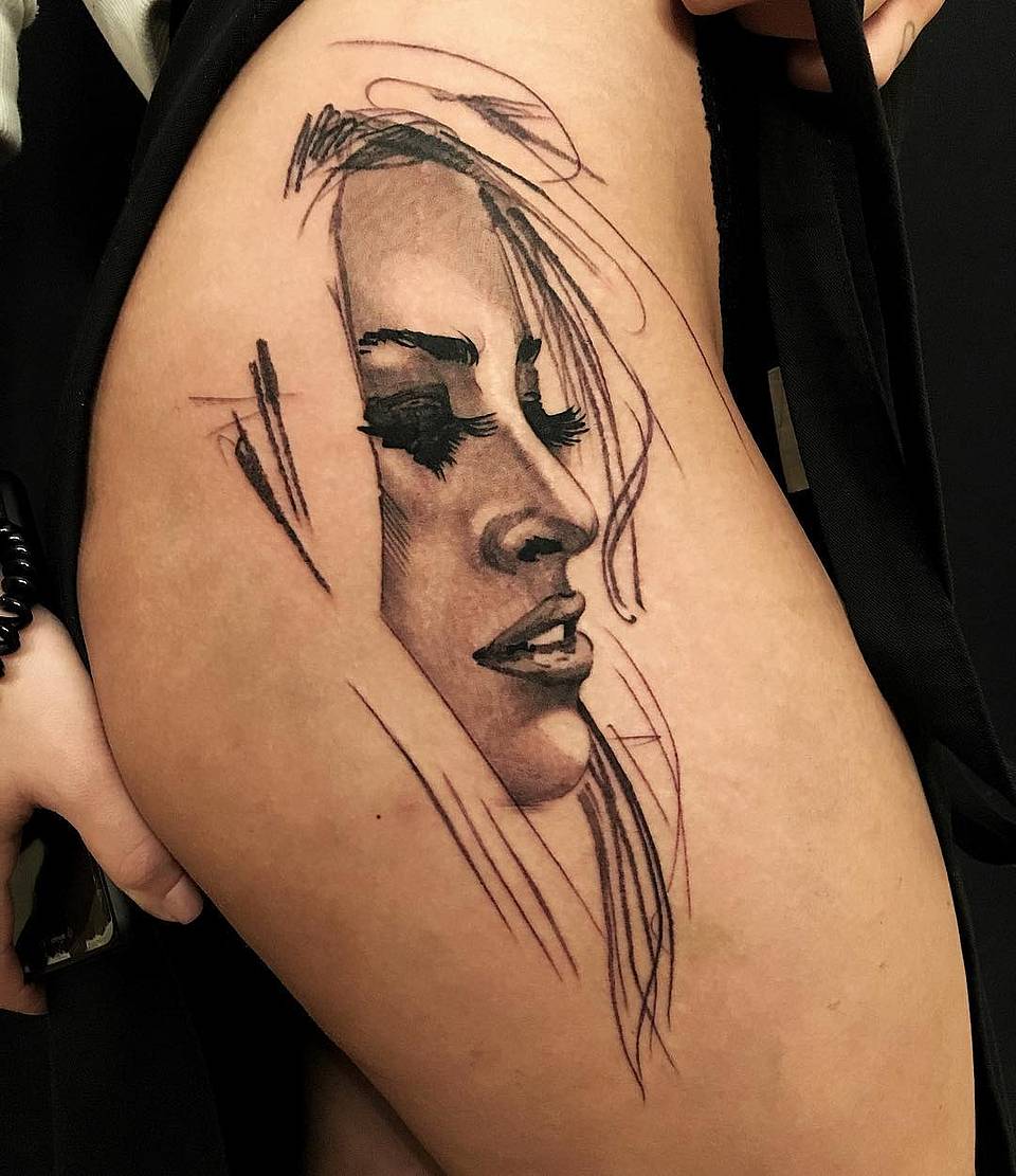 Sketch-Style Female Profile