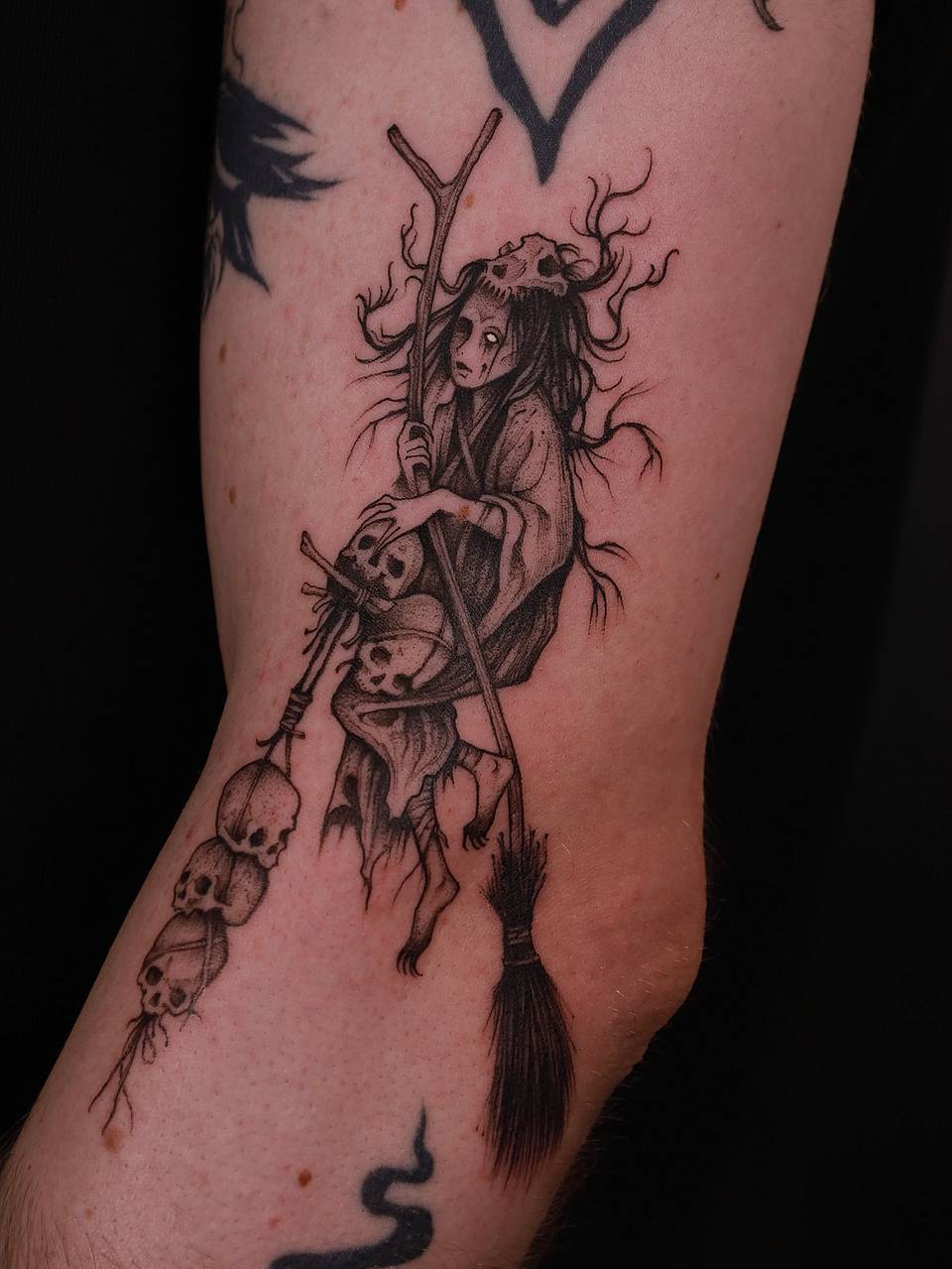 Skull Broom Witch