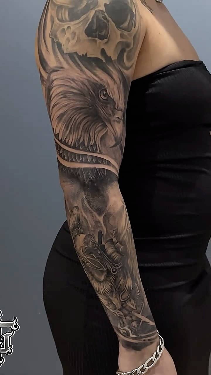 Skull & Eagle Realism Sleeve