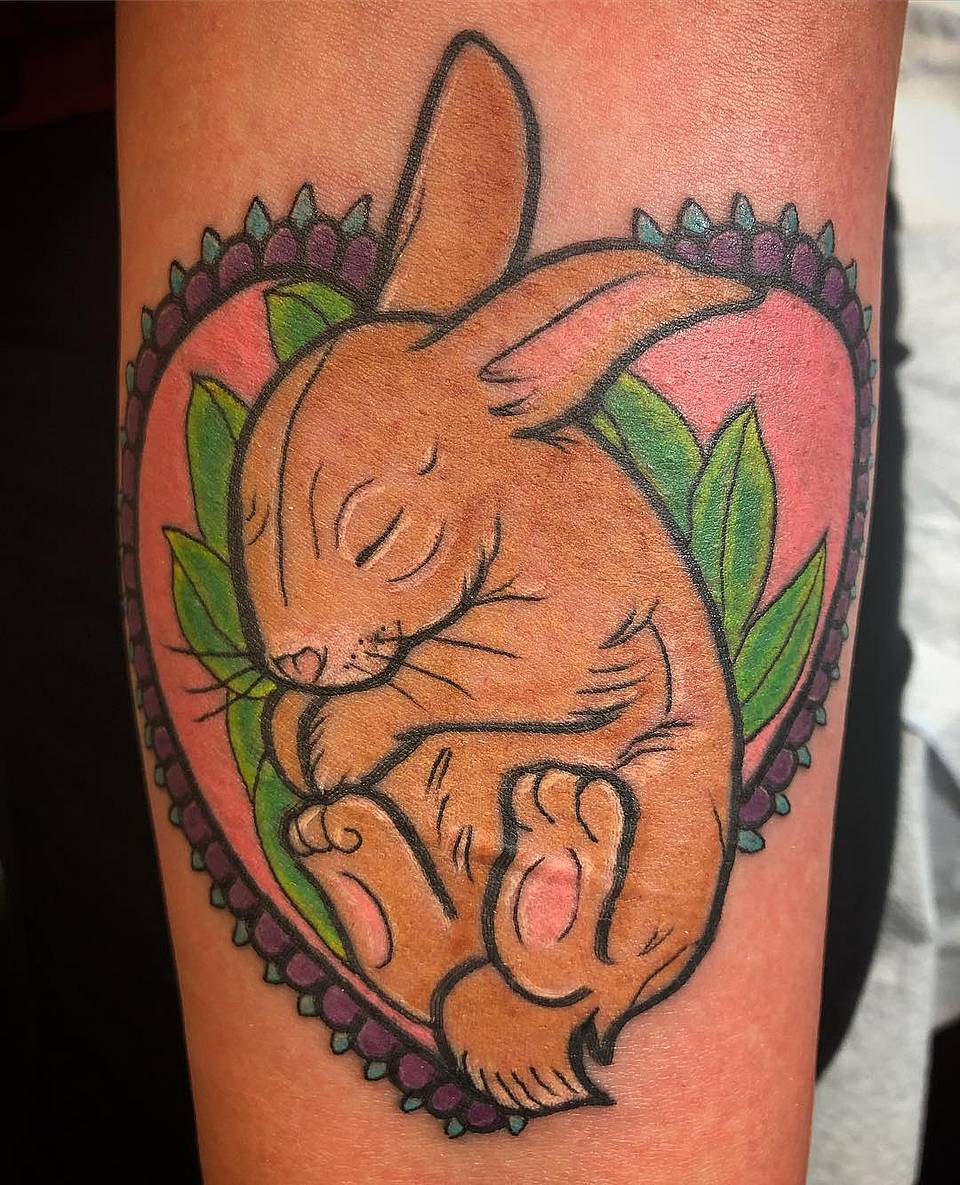 Sleeping Bunny in Lace Heart