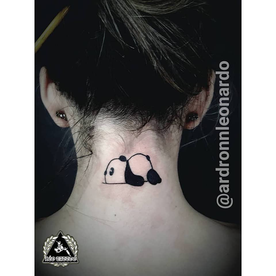 Sleeping Panda Nape Tattoo