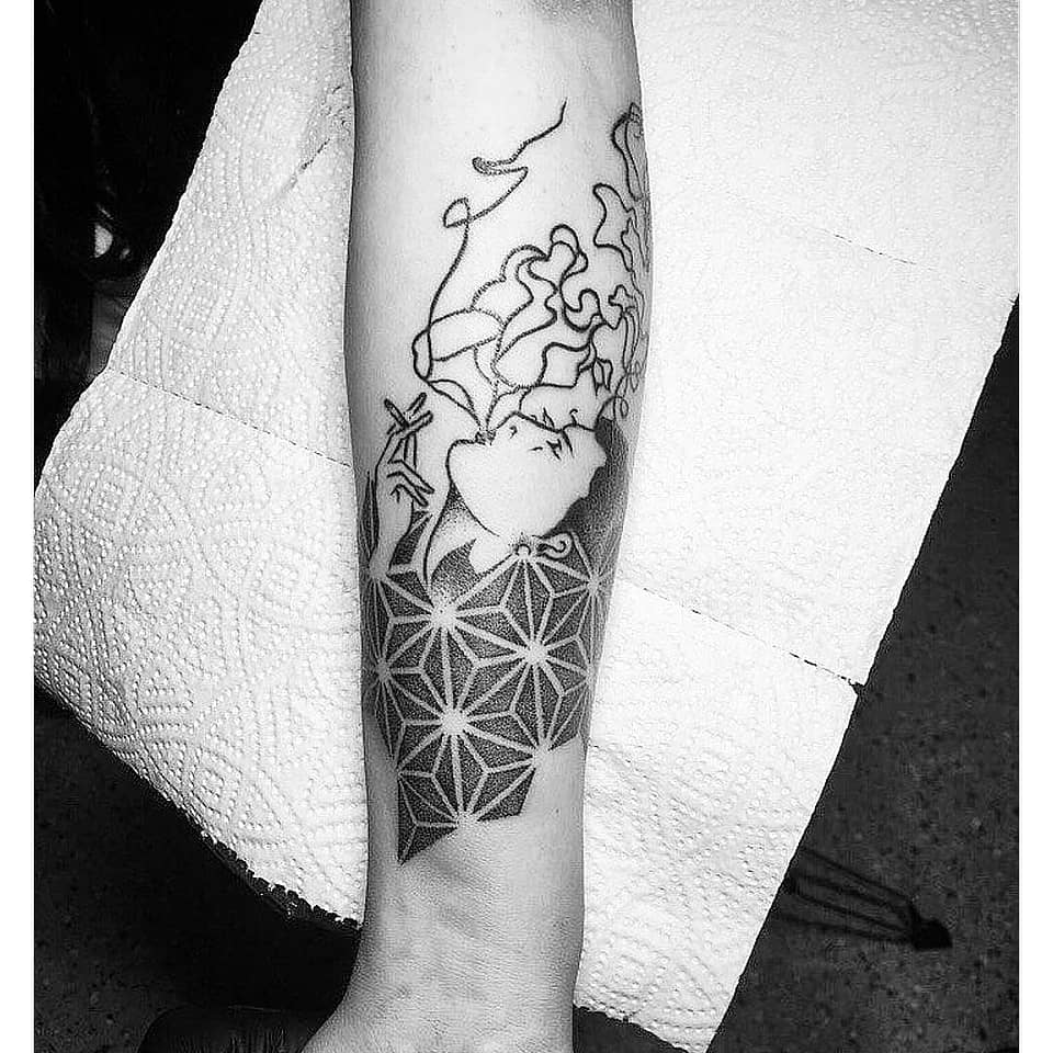Smoke Silhouette with Flower of Life