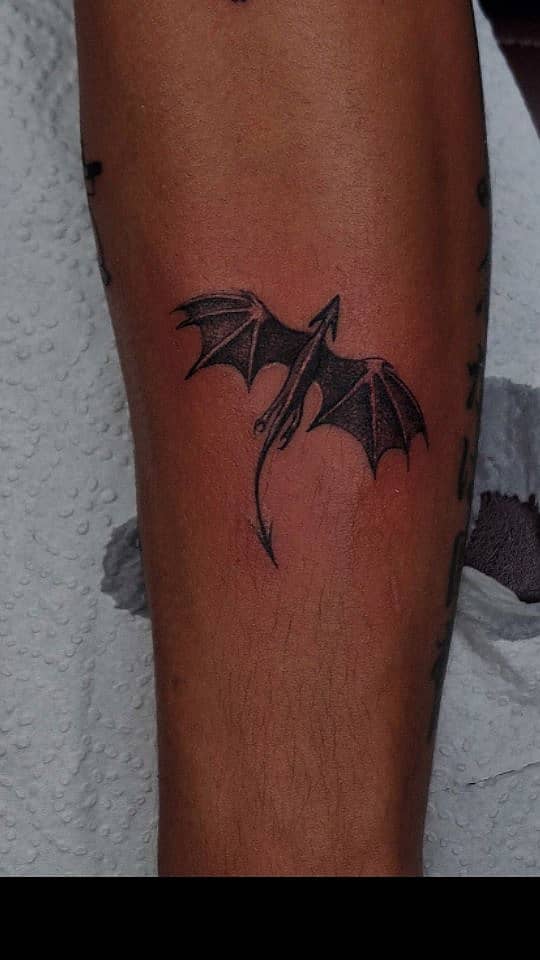 Soaring Black Dragon Silhouette