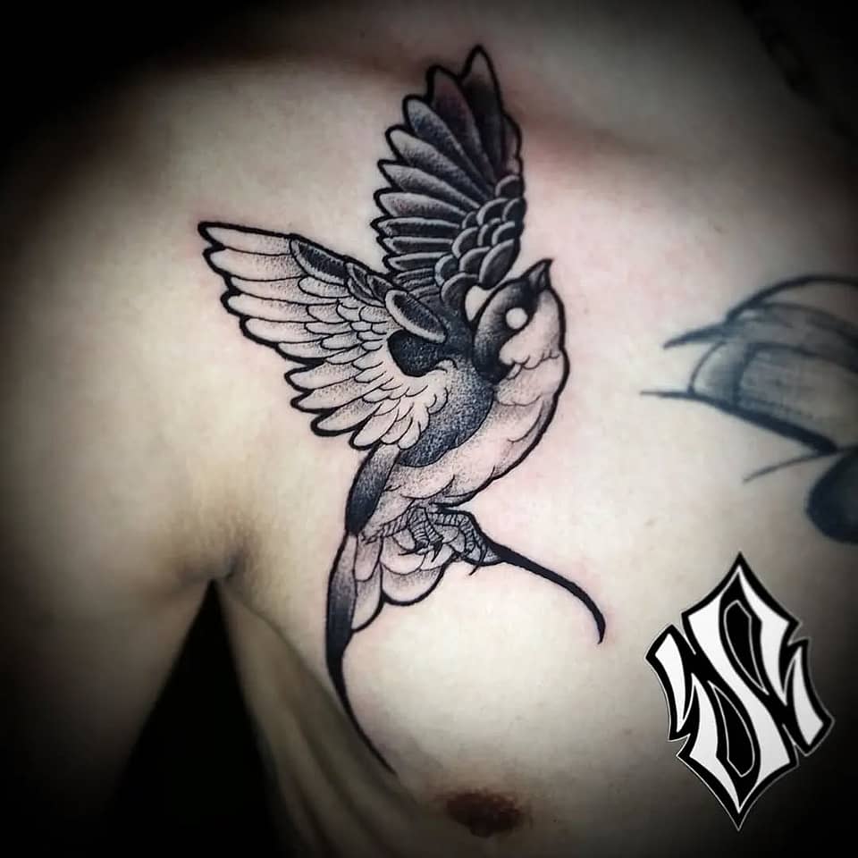 Soaring Swallow in Blackwork