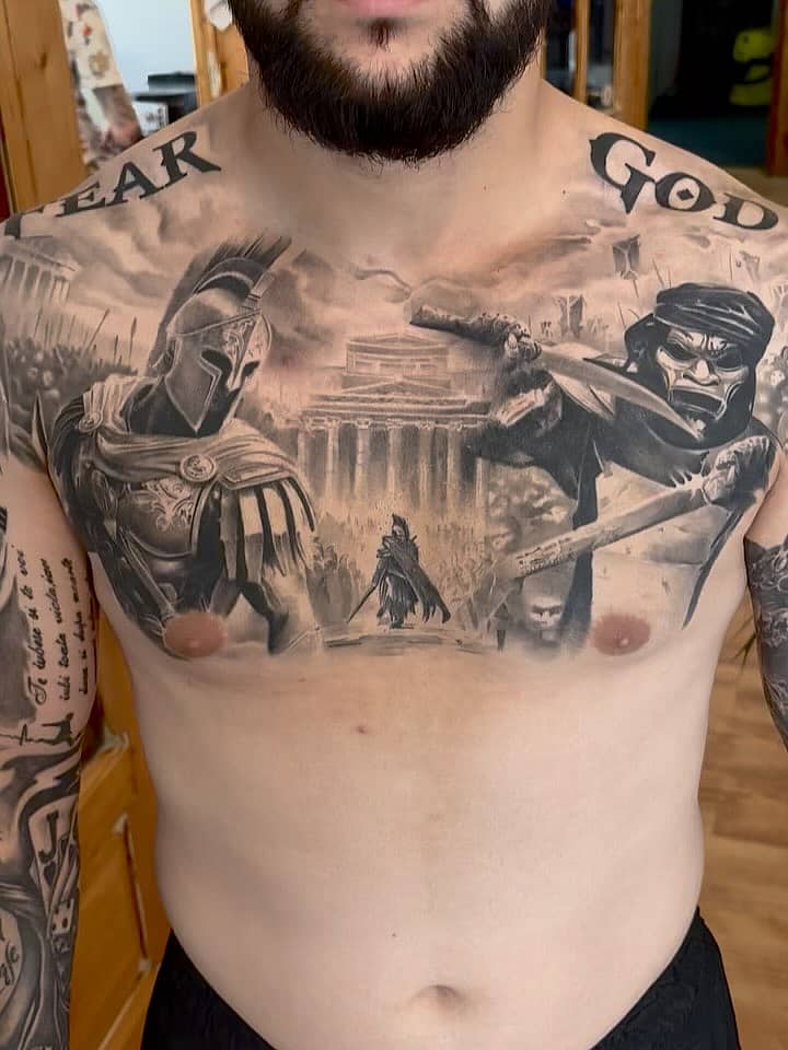 Spartan vs Samurai Chest Mural