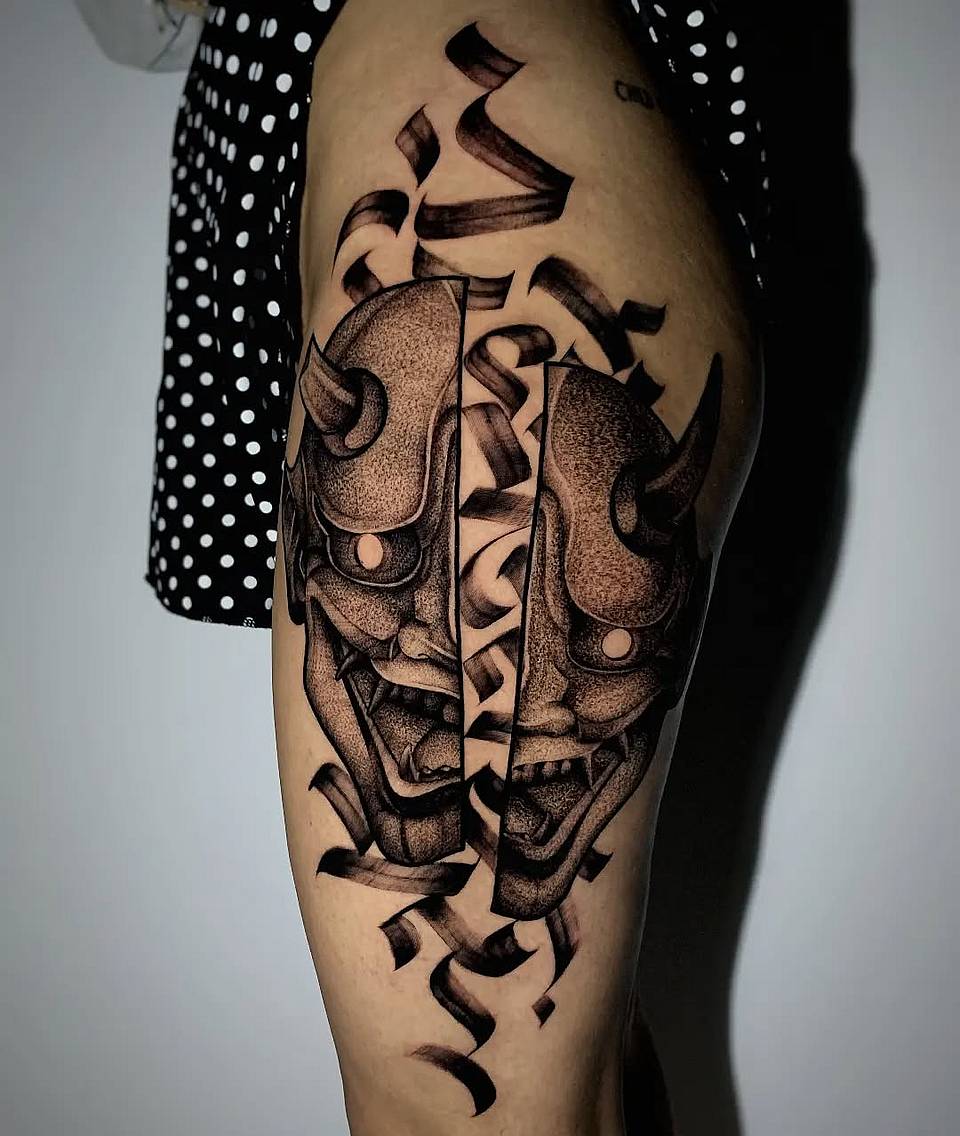 Split Hannya Masks