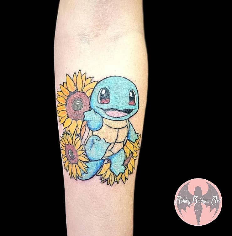 Squirtle with Sunflowers