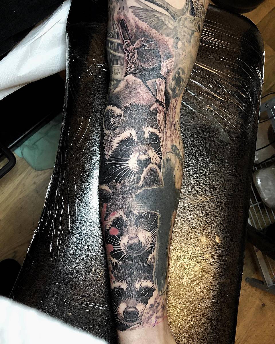 Stacked Raccoon Family Forearm