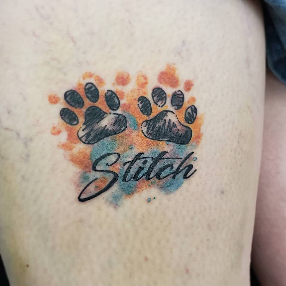 Stitch Paw Prints Watercolor